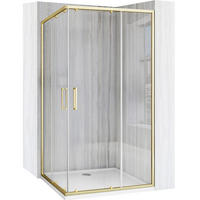 DUSCHKABINE Rea City 80 X 100 Brush Gold ohne Duschwanne - Goldfarben, Glas (78/98/190cm) - REA