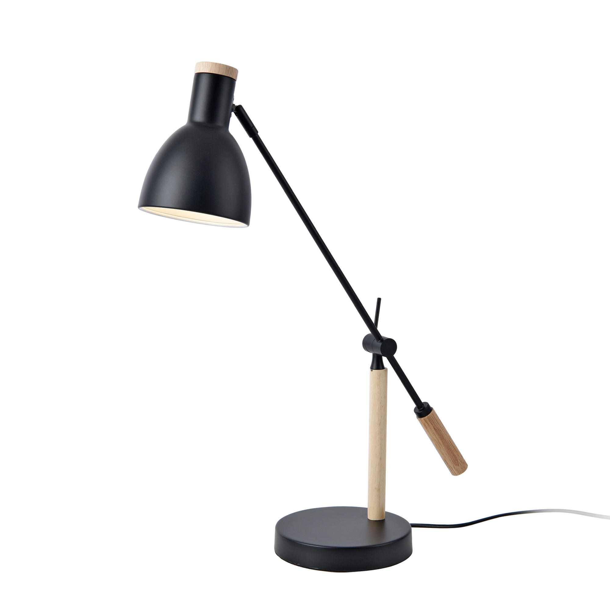 SCHREIBTISCHLAMPE Watford - Schwarz/Braun, Holz/Metall (18/38/67cm) - lux.pro