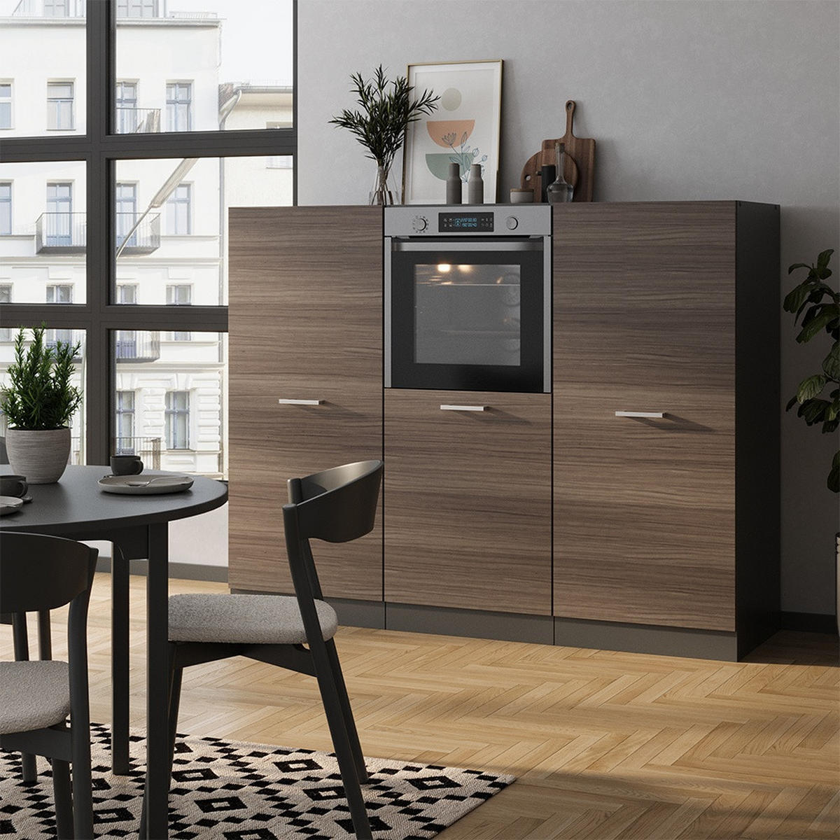 KÜCHENBLOCK R-Line Edelgrau/Anthrazit 180 cm ohne Arbeitsplatte - Anthrazit/Grau, Holzwerkstoff (180/143/46cm) - Vicco