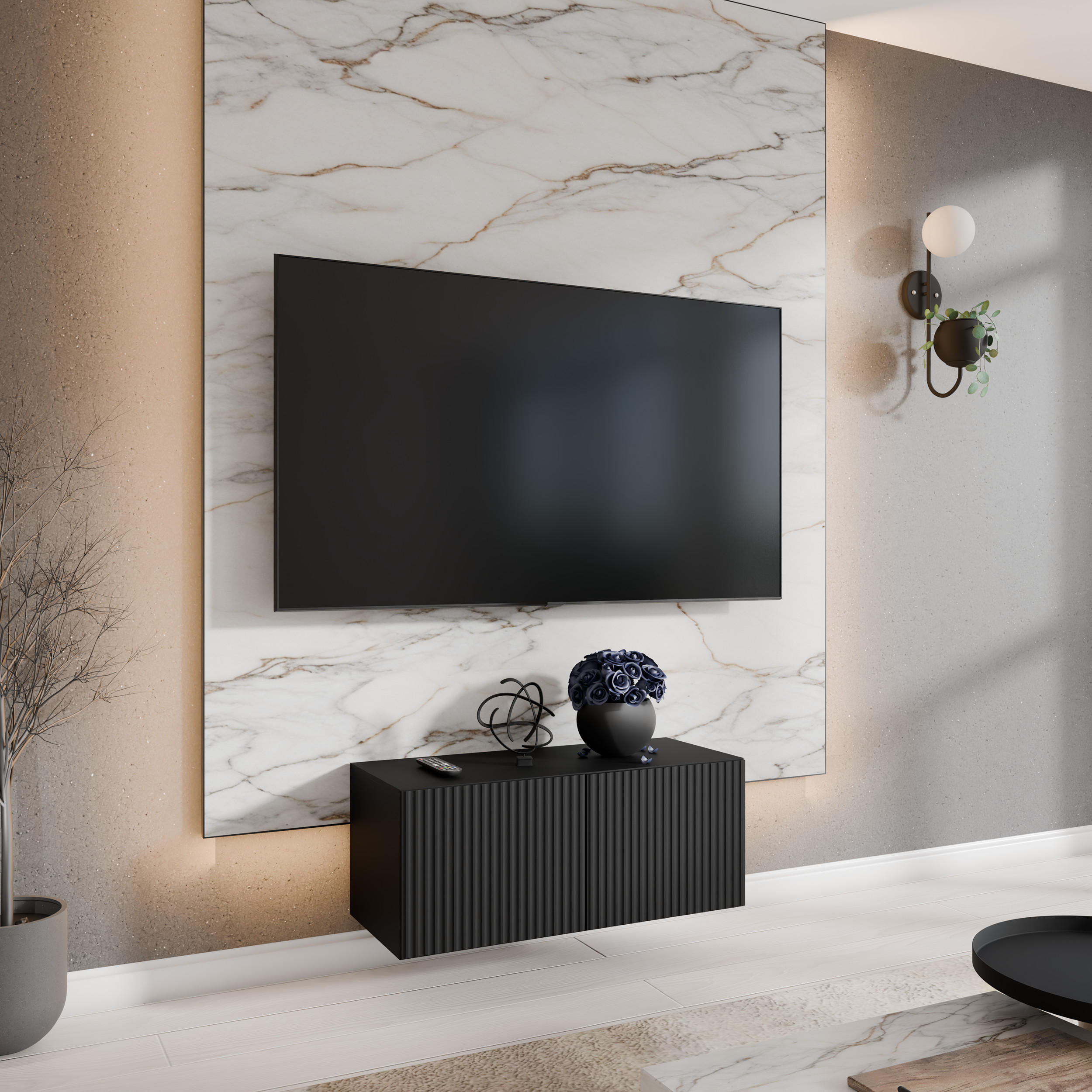 TV-SCHRANK NOE - Schwarz, Holzwerkstoff (100/41/40cm) - Meblini