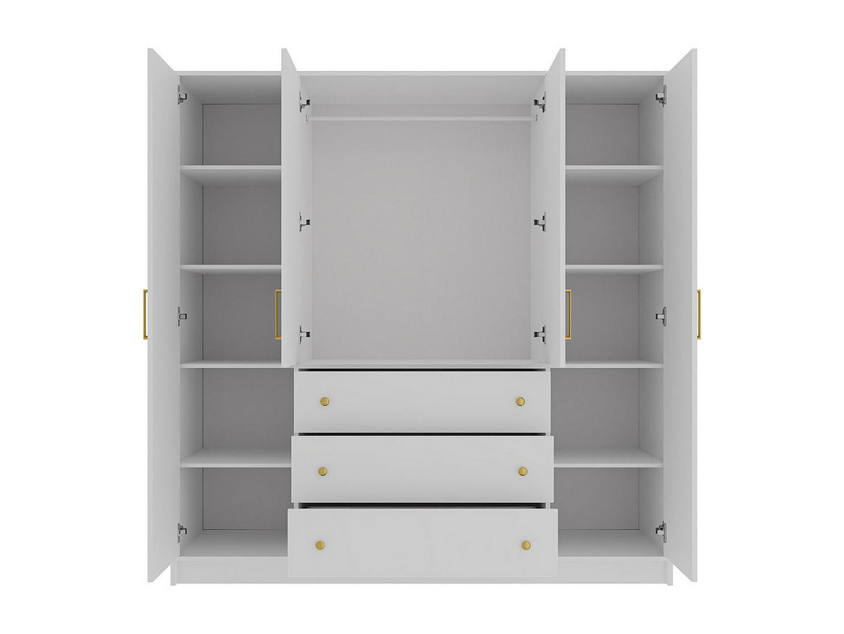KLEIDERSCHRANK - 311 cm x 106.5 cm - holz - weiß Lizandro - Silberfarben/Weiß, Holz (311/200/106.5cm) - Vente-Unique