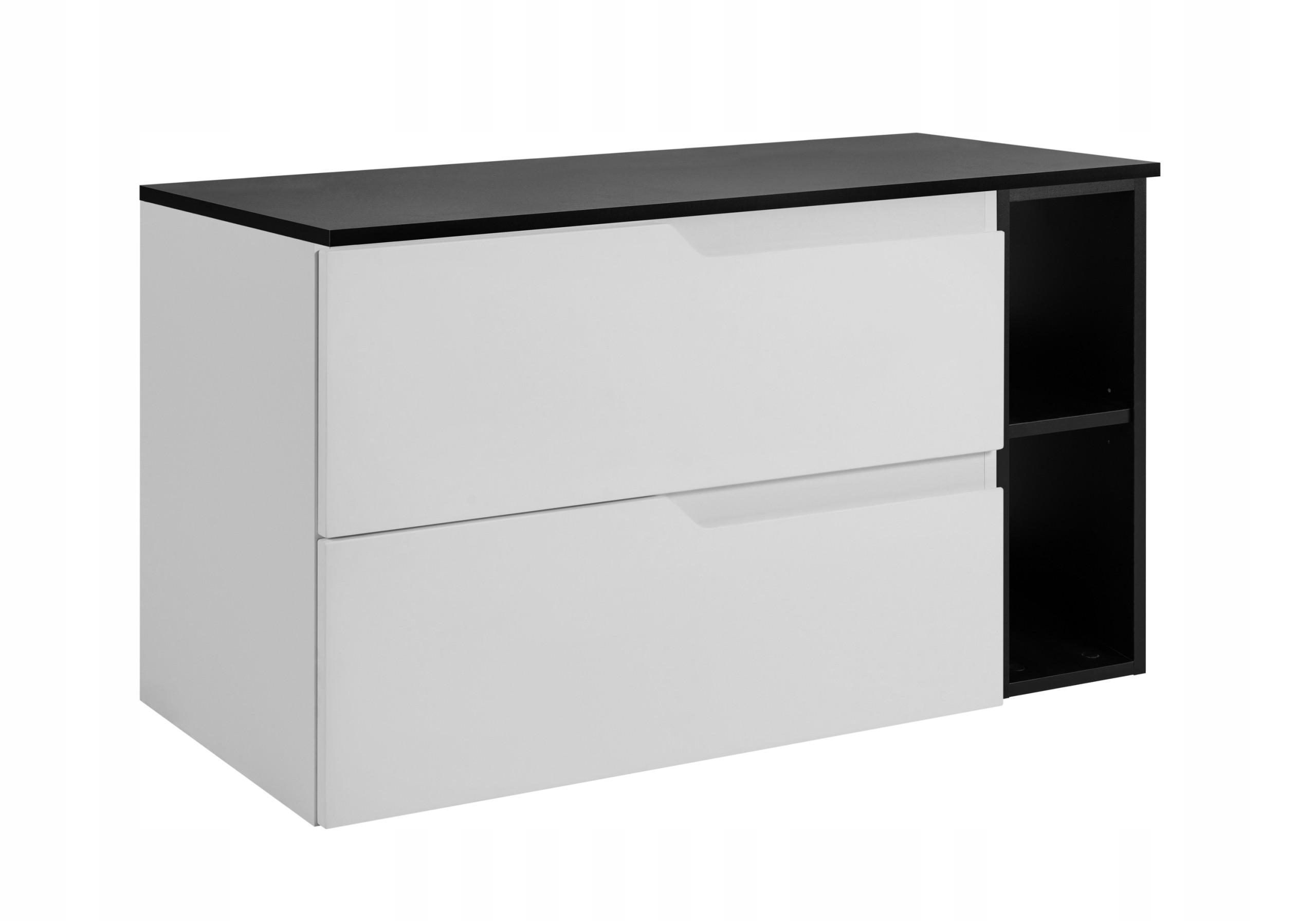 WASCHBECKUNTERSCHRANK MODERN 80 cm mit Arbeitsplatte Farbe: Schwarz mit einem Regal Farbe: Schwarz - Weiß - Weiß, Holzwerkstoff (80/57/46cm) - Rodan