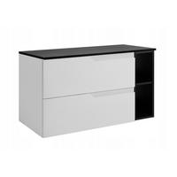 WASCHBECKUNTERSCHRANK MODERN 100 cm mit Arbeitsplatte Farbe: Schwarz mit einem Regal Farbe: Schwarz - Weiß - Weiß, Holzwerkstoff (100/57/46cm) - Rodan