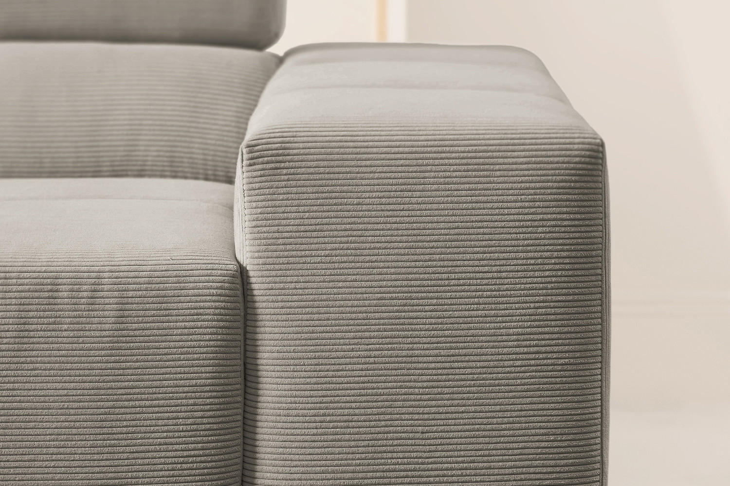 ECKSOFA MIT MOTORISCHEM SITZVORZUG NEVADA Grau Cord - Schwarz/Grau, Kunststoff/Textil (319/215cm) - KAWOLA
