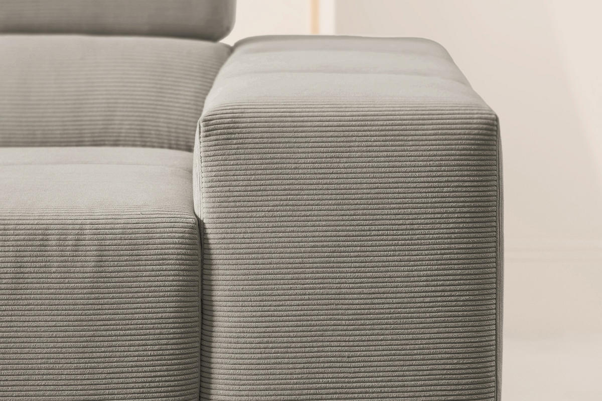 ECKSOFA MIT MOTORISCHEM SITZVORZUG NEVADA Grau Cord - Schwarz/Grau, Kunststoff/Textil (319/215cm) - KAWOLA