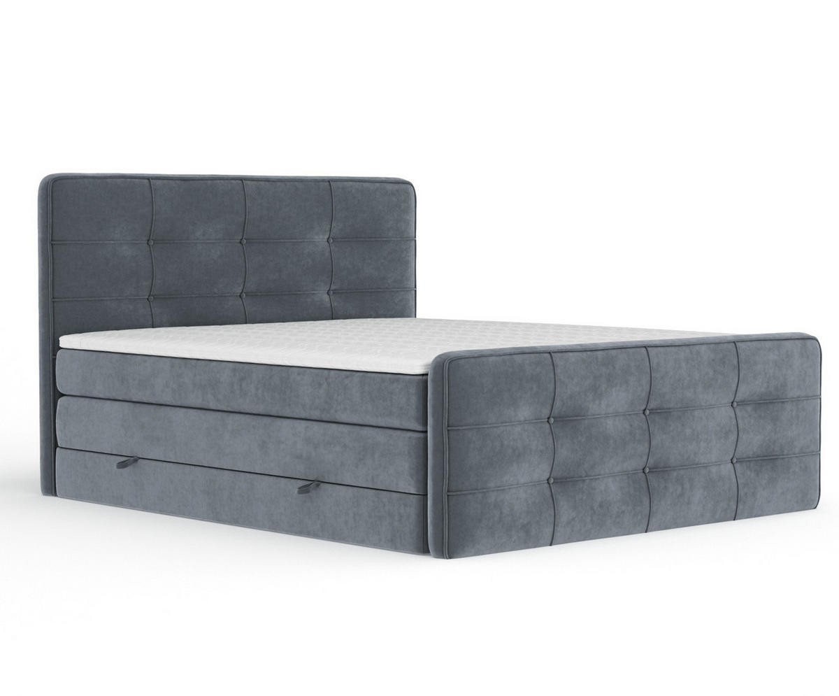 BOXSPRINGBETT Semplice Grau 140/200 cm - Schwarz/Grau, Holz/Holzwerkstoff (140/200cm) - Maison de Reve