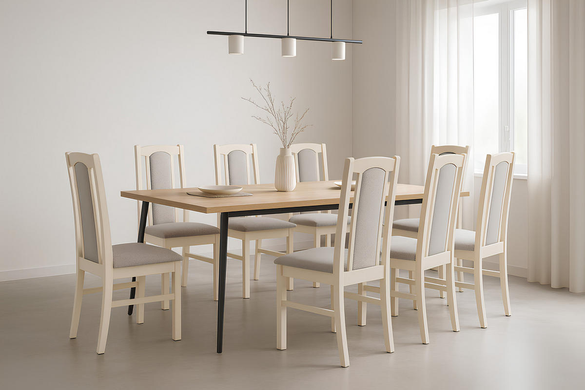 ESSZIMMERSTUHL - Set 4x Bos 7 kaschmir, opium 85 - Silberfarben/Cappuccino, Holz (43/96/40cm) - Leaf Design