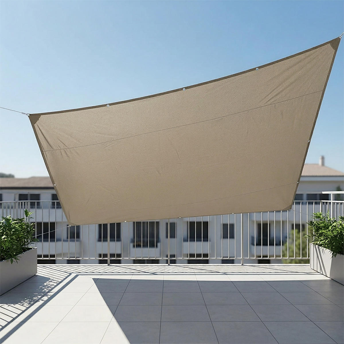 SLNEČNÉ plachty - béžová, kov/textil (400/200cm) - Relaxdays