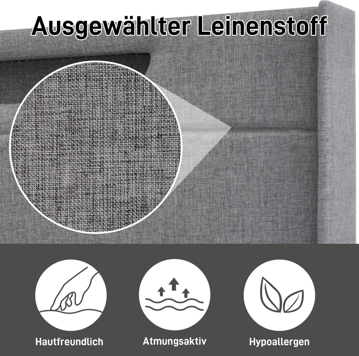 POLSTERBETT 160/200 cm mit LED-Beleuchtung, USB- und Type-C-Anschluss sowie Bettkasten, Grau - Grau, Textil (160/200cm) - Redom