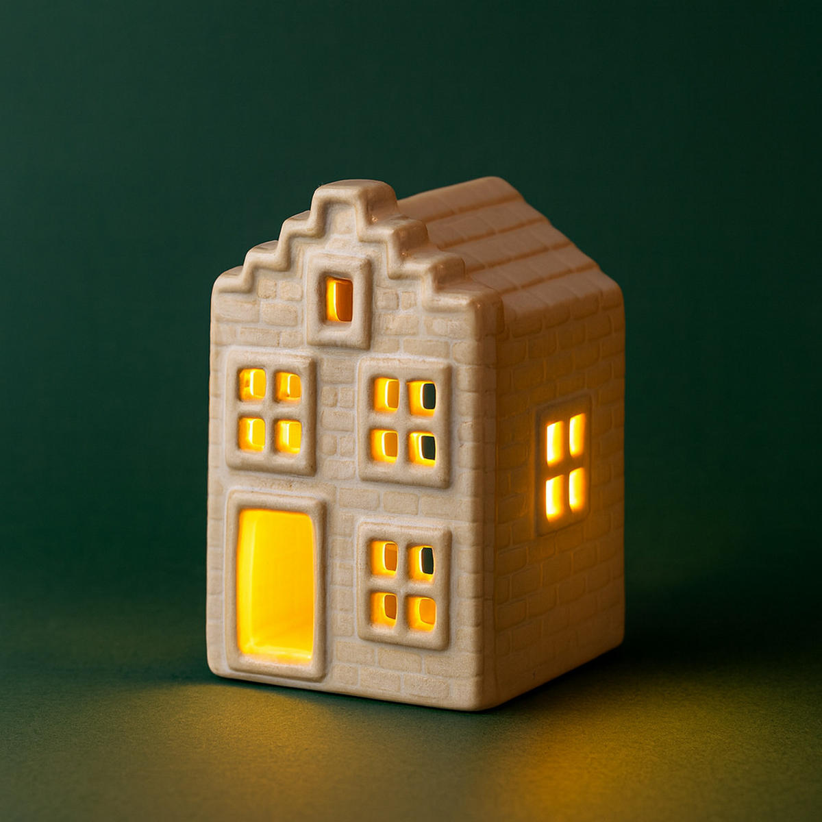 LED-LATERNENHAUS Hytte Weiß 5,7x5,7x8,6 cm Keramik - Weiß, Keramik (5.7/8.6/5.7cm) - Mondex