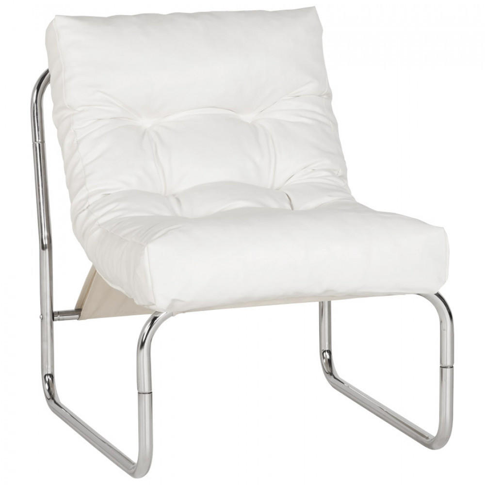 LOUNGESESSEL Weiß 60x76x73cm - Chromfarben/Weiß, Leder (60/76/73cm) - AlterEgo