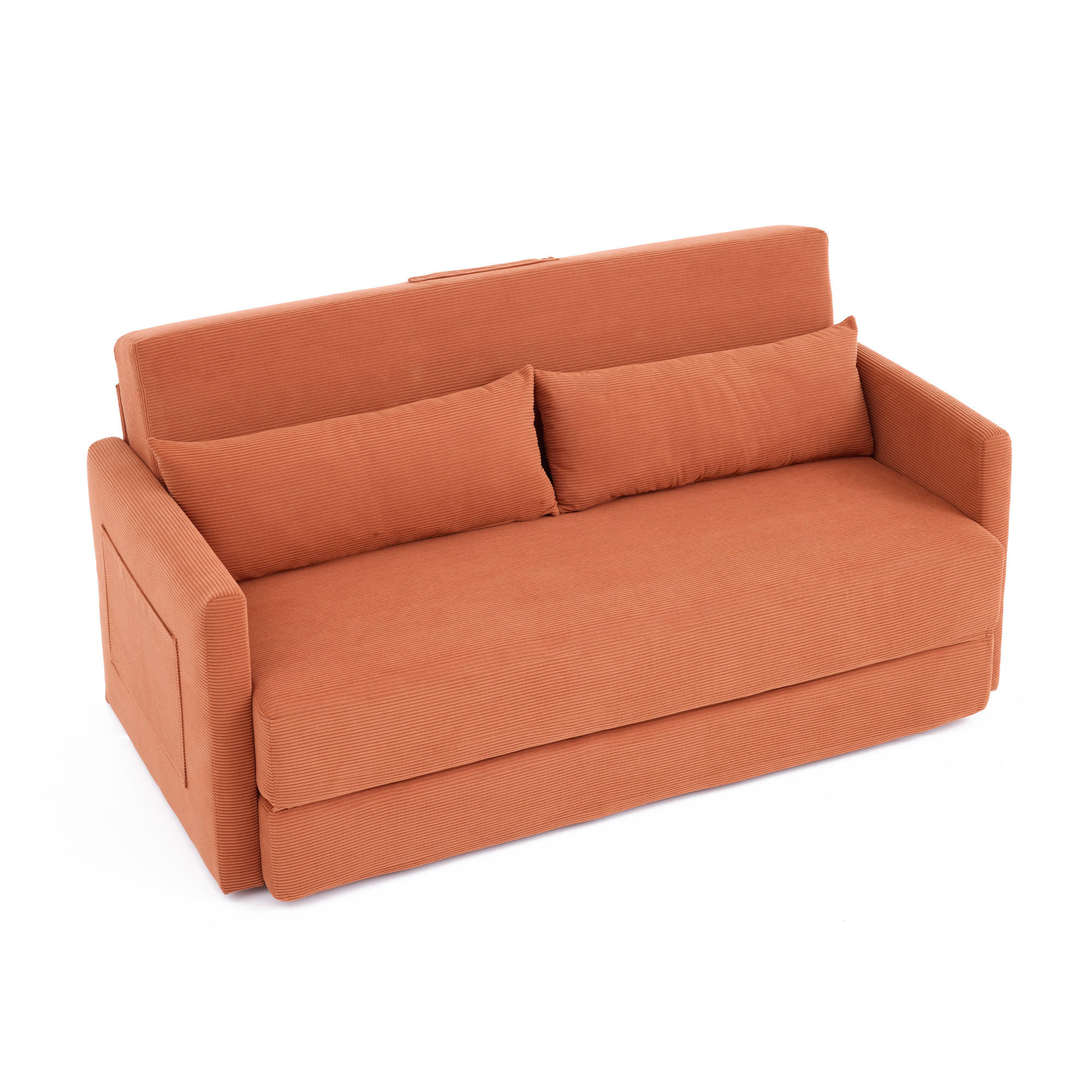 SCHLAFSOFA DE-33998 2-in-1 klappbar mit Seitentaschen Orange - Orange, Metall (92/82/165cm) - ComfortXL