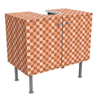WASCHBECKENUNTERSCHRANK Retro Schachmuster Terrakotta 60/55/35 cm - Rot, Holzwerkstoff (60/55/35cm) - Bilderwelten