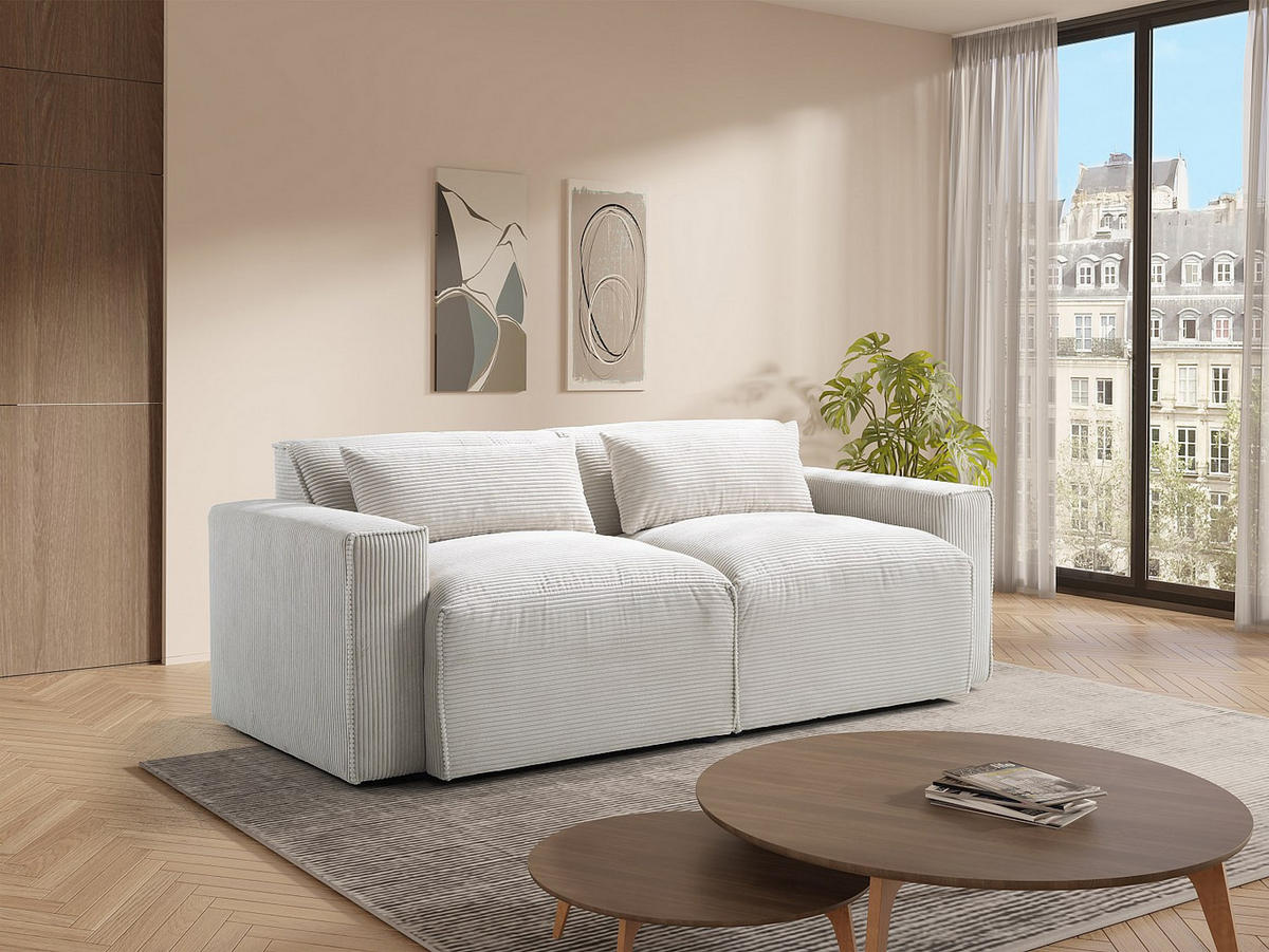 SOFA - 3 Personen - stoff - beige Velinor - Beige, Kunststoff/Textil (215/80/104cm) - Vente-Unique