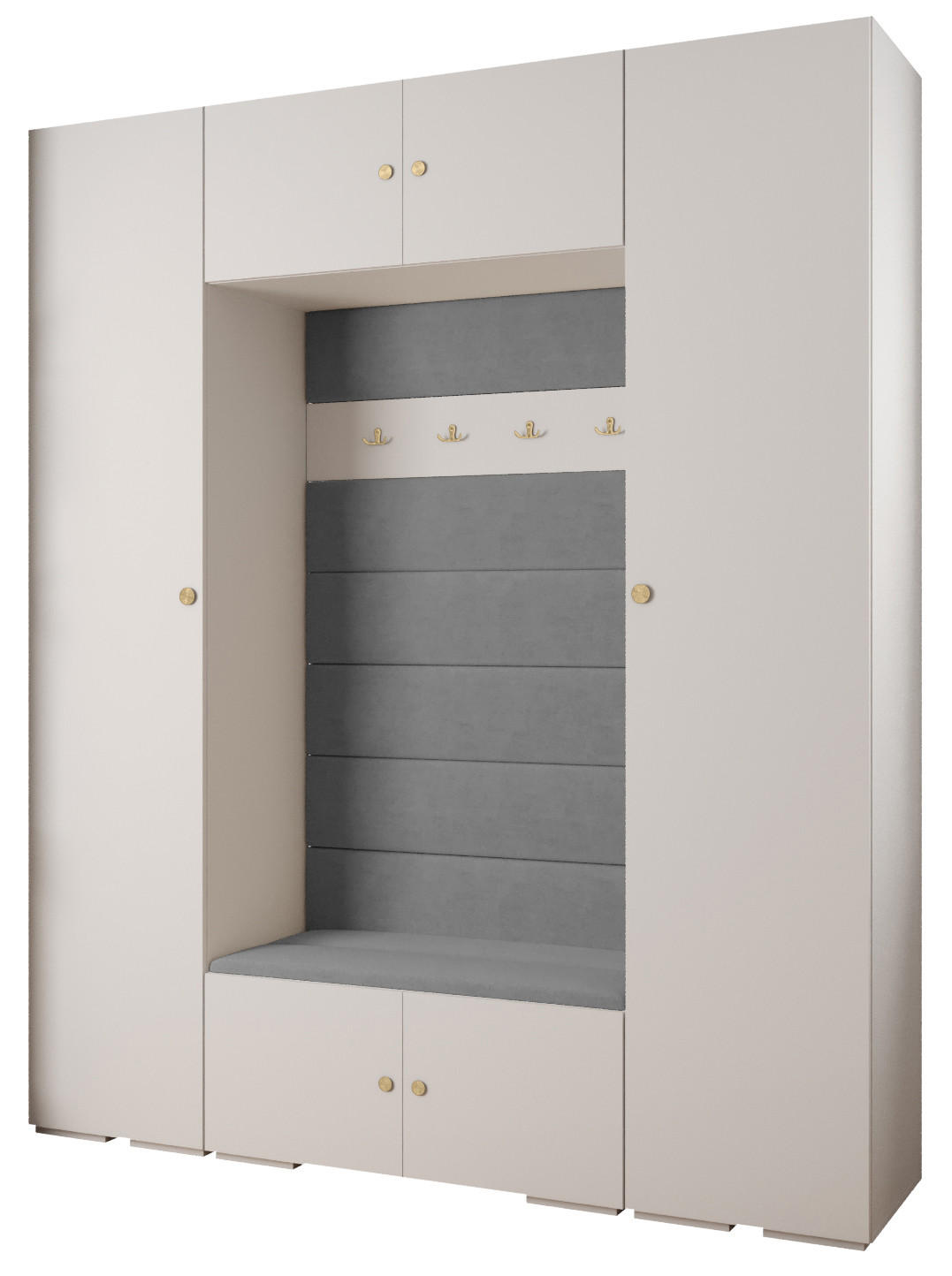 GARDEROBEN-SET 236,7/200/47 - Goldfarben/Weiß, Holz/Kunststoff (200/236.7/47cm) - Abiks Möbel