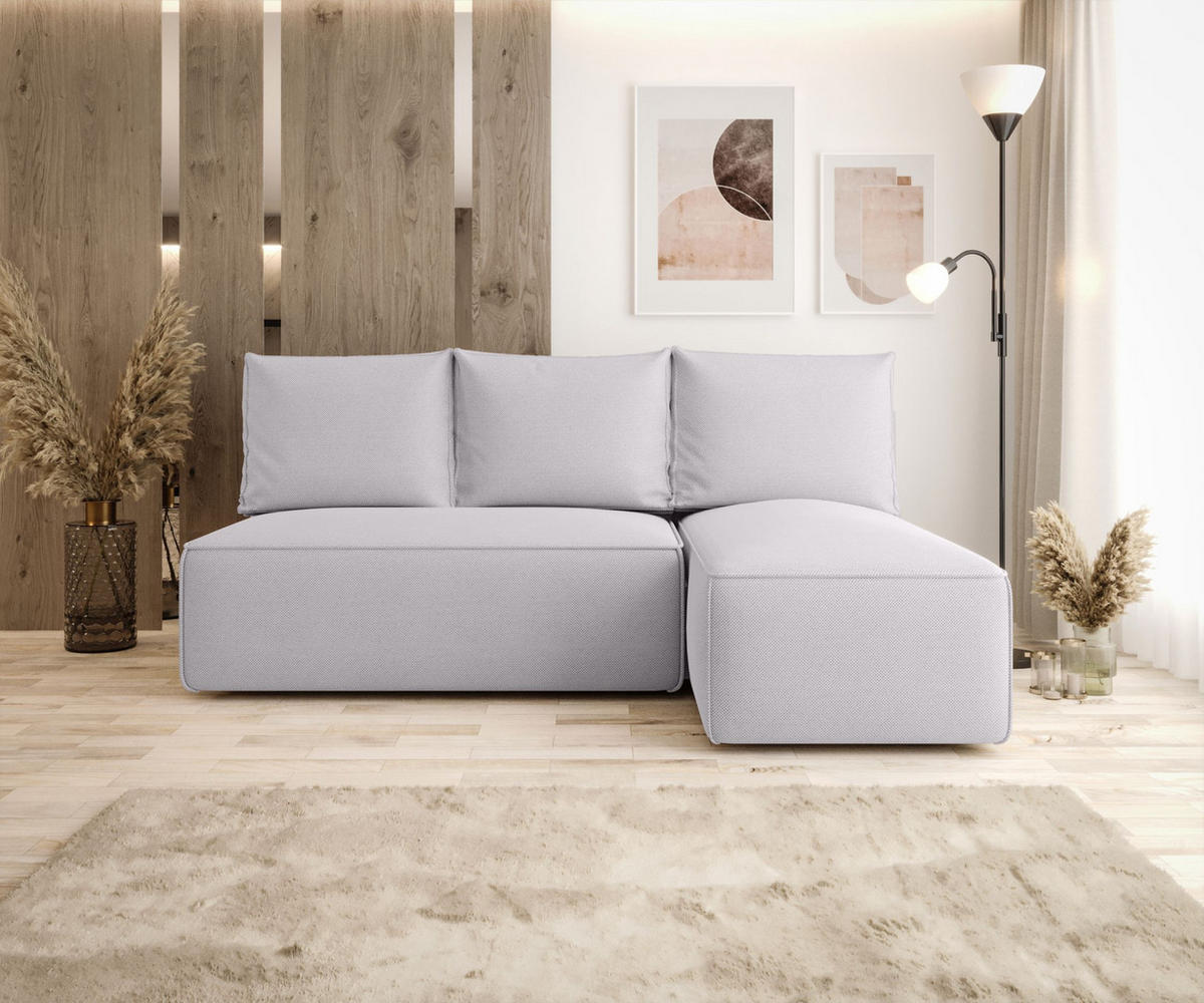 ECKSOFA mit Schlaffunktion SAVIO MINI Curio 80 Rechts - Hellgrau, Textil (200/140cm) - Bedante