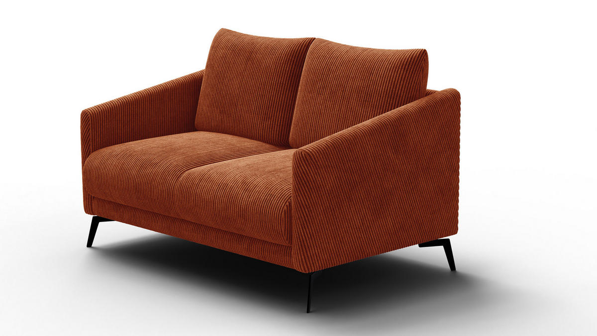 SOFA VILT 2-Sitzer, orange - Schwarz/Orange, Holzwerkstoff/Textil (142/89/94cm) - Courtois Laville