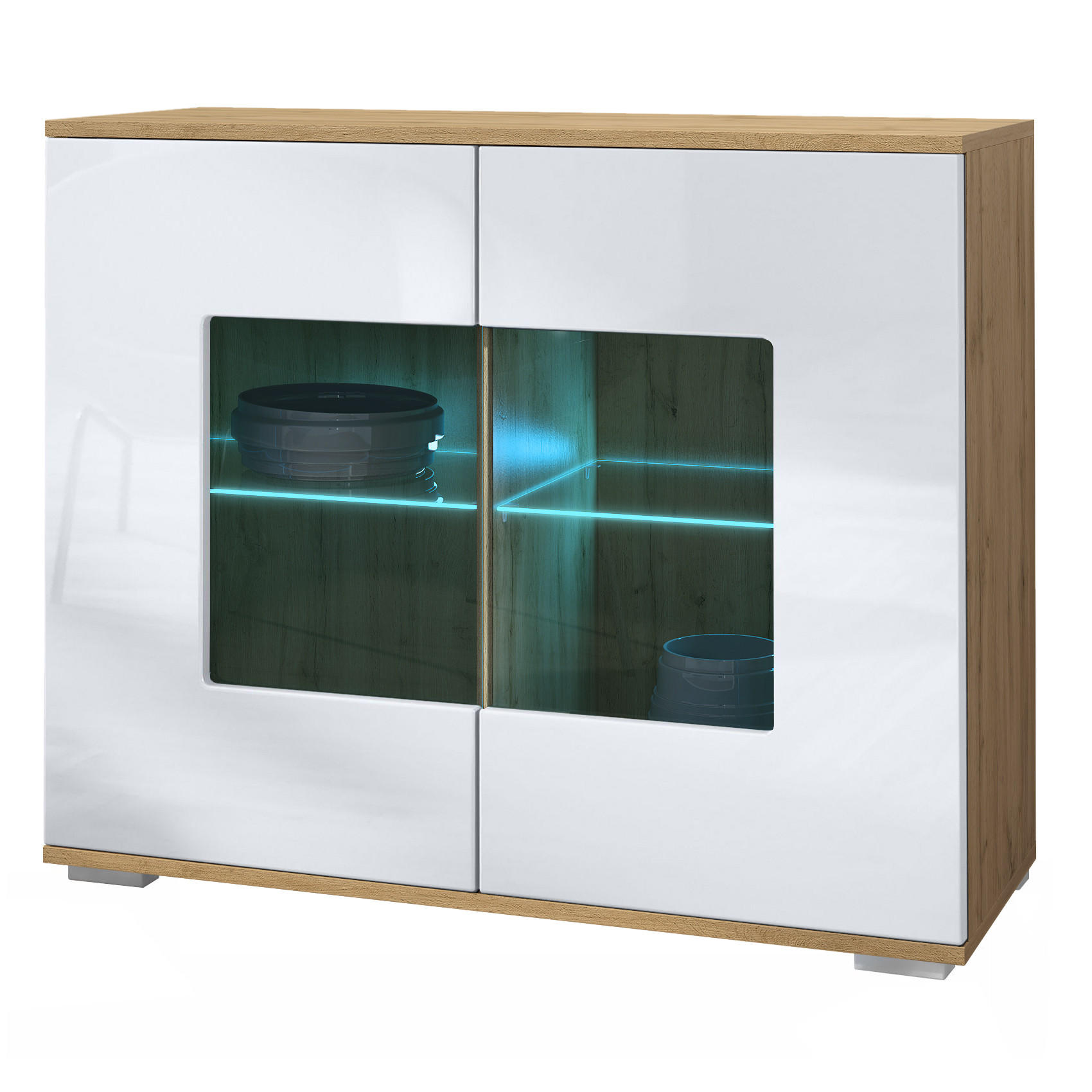 Vladon Kommode Weiß Hochglanz 92.5x75.5x35 cm