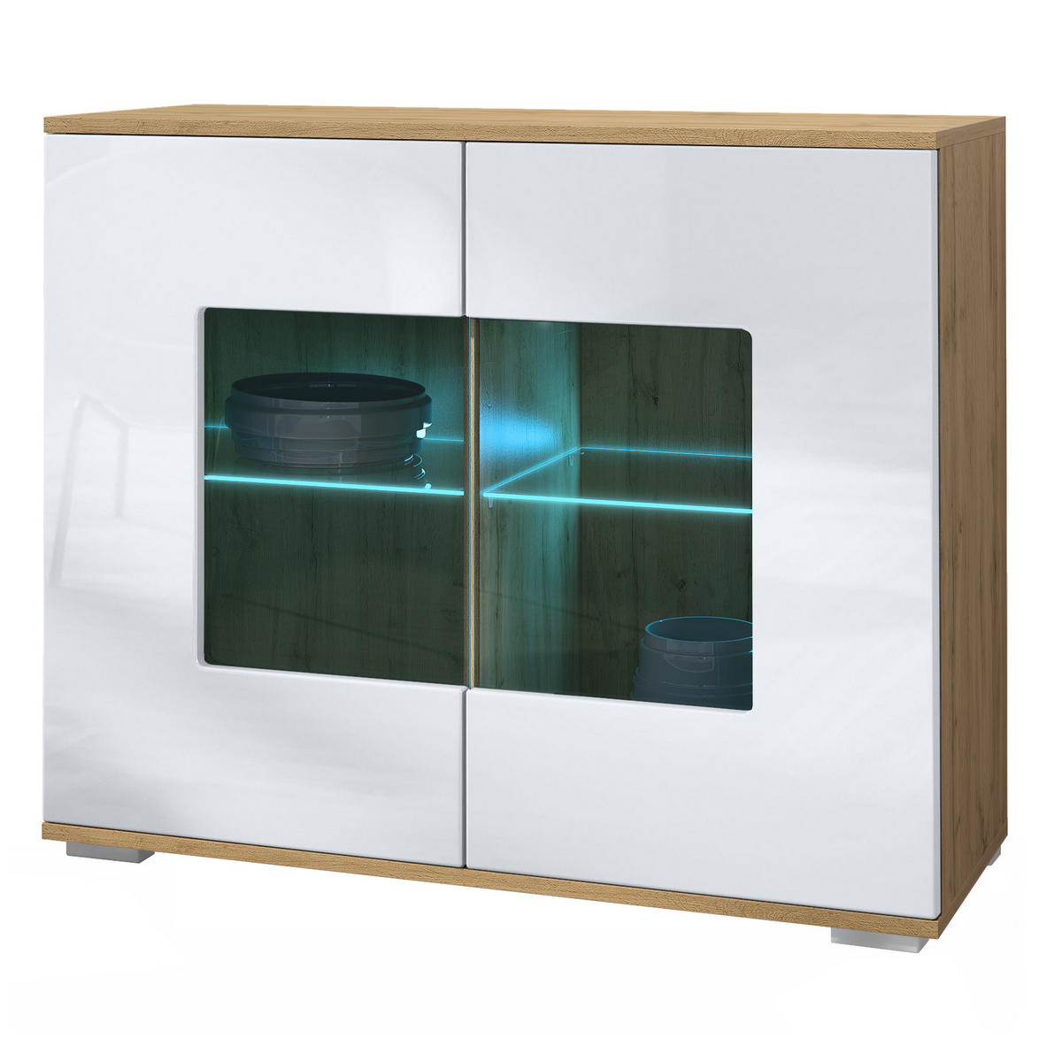 KOMMODE Grömitz Weiß Hochglanz - Weiß Hochglanz, Holzwerkstoff (92.5/75.5/35cm) - Vladon