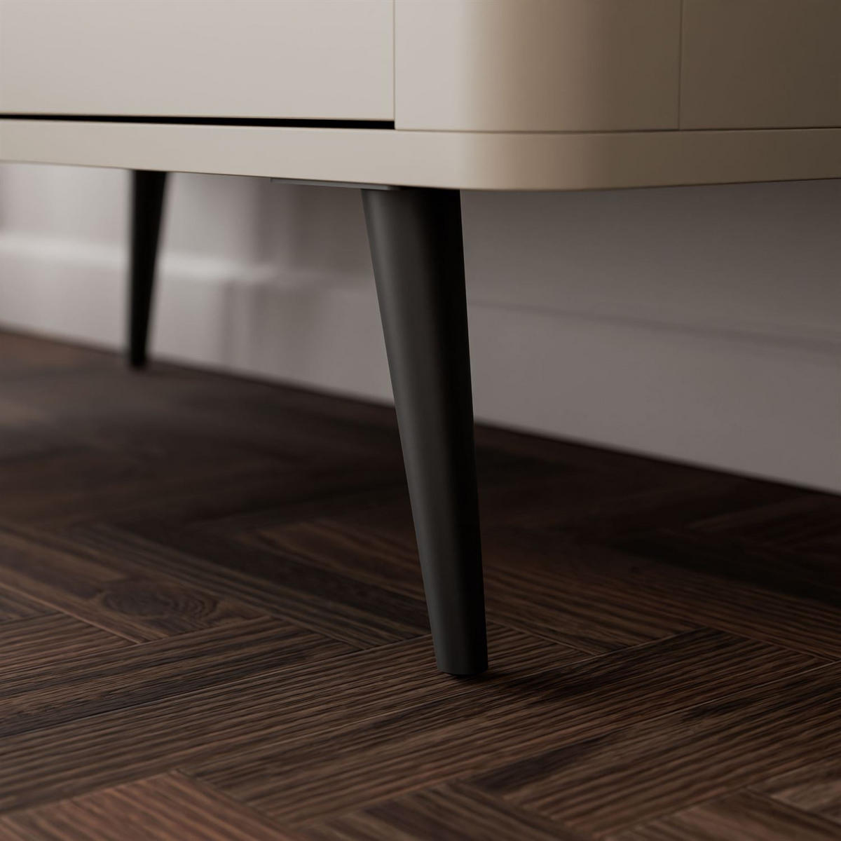 HIGHBOARD mit Schubladen AUTUMN 2D3S mit geriffelter Front, Kaschmir / Grauer Stein - Beige, Holzwerkstoff (90/142/40cm) - Lookway