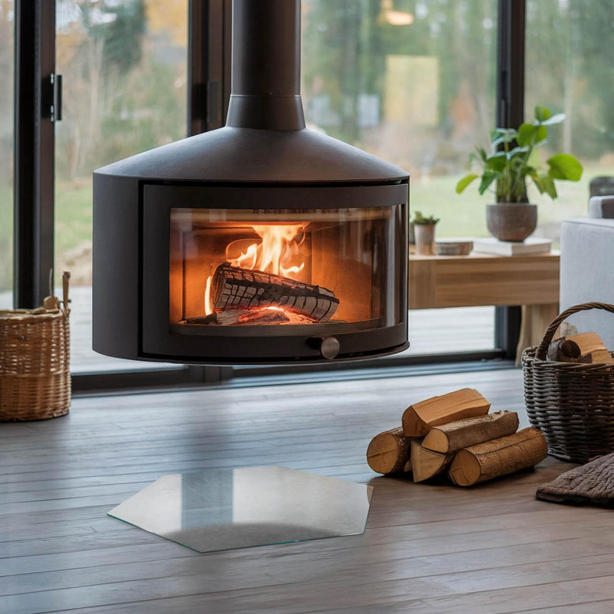 GLASPLATTE für Kamin h40 cm - Grau, Glas (40/40/0.4cm) - TULUP
