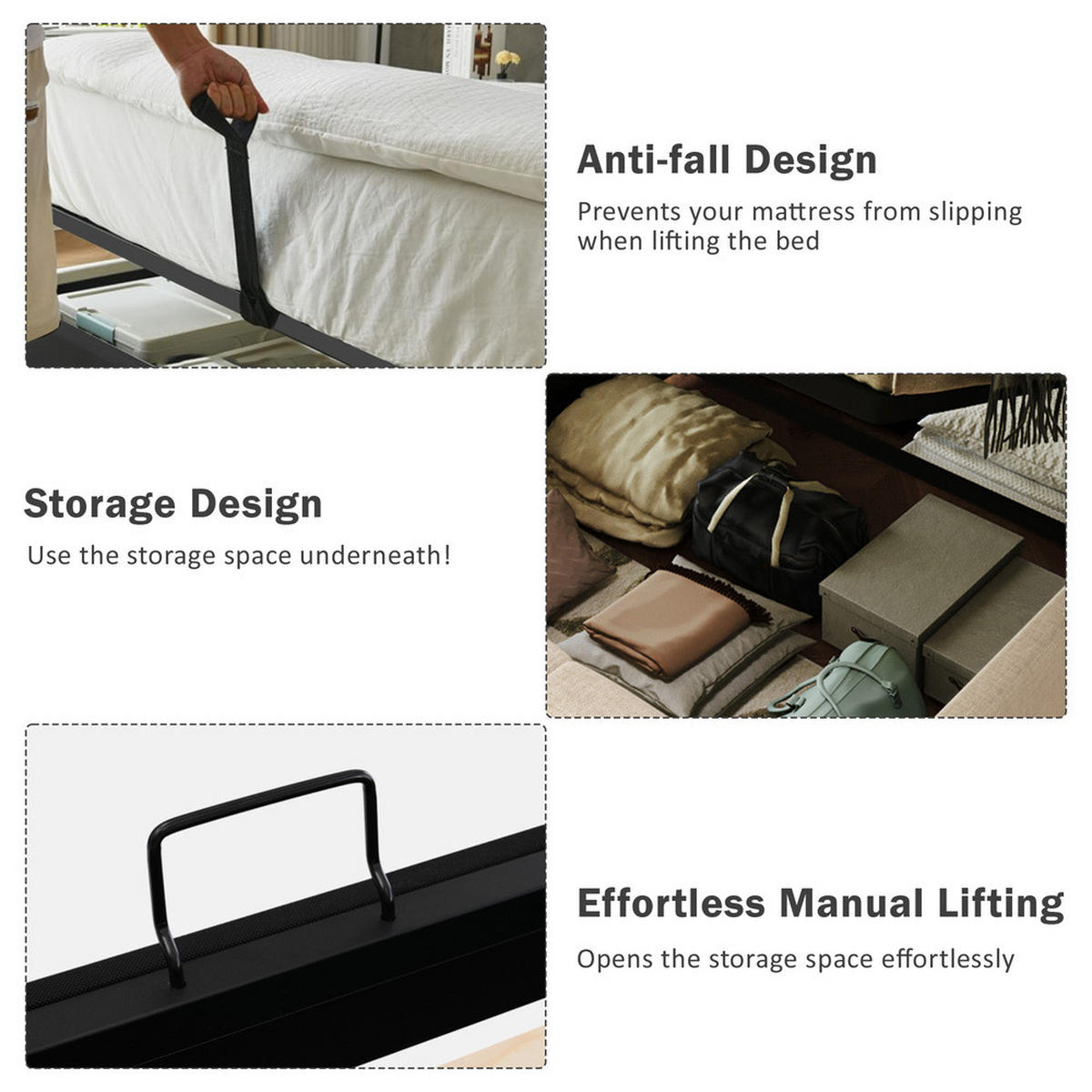 POLSTERBETT 160x200cm Doppelbett Hydraulik-Stauraum Leinen Bezug Grau - Grau, Holz - FLIEKS