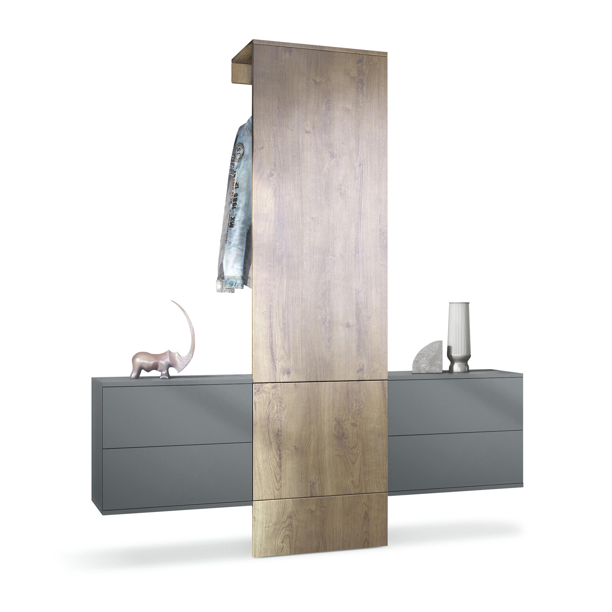 GARDEROBE Carlton Paneel in Eiche Ribbeck - Alteiche, Holzwerkstoff (157/193/35cm) - Vladon