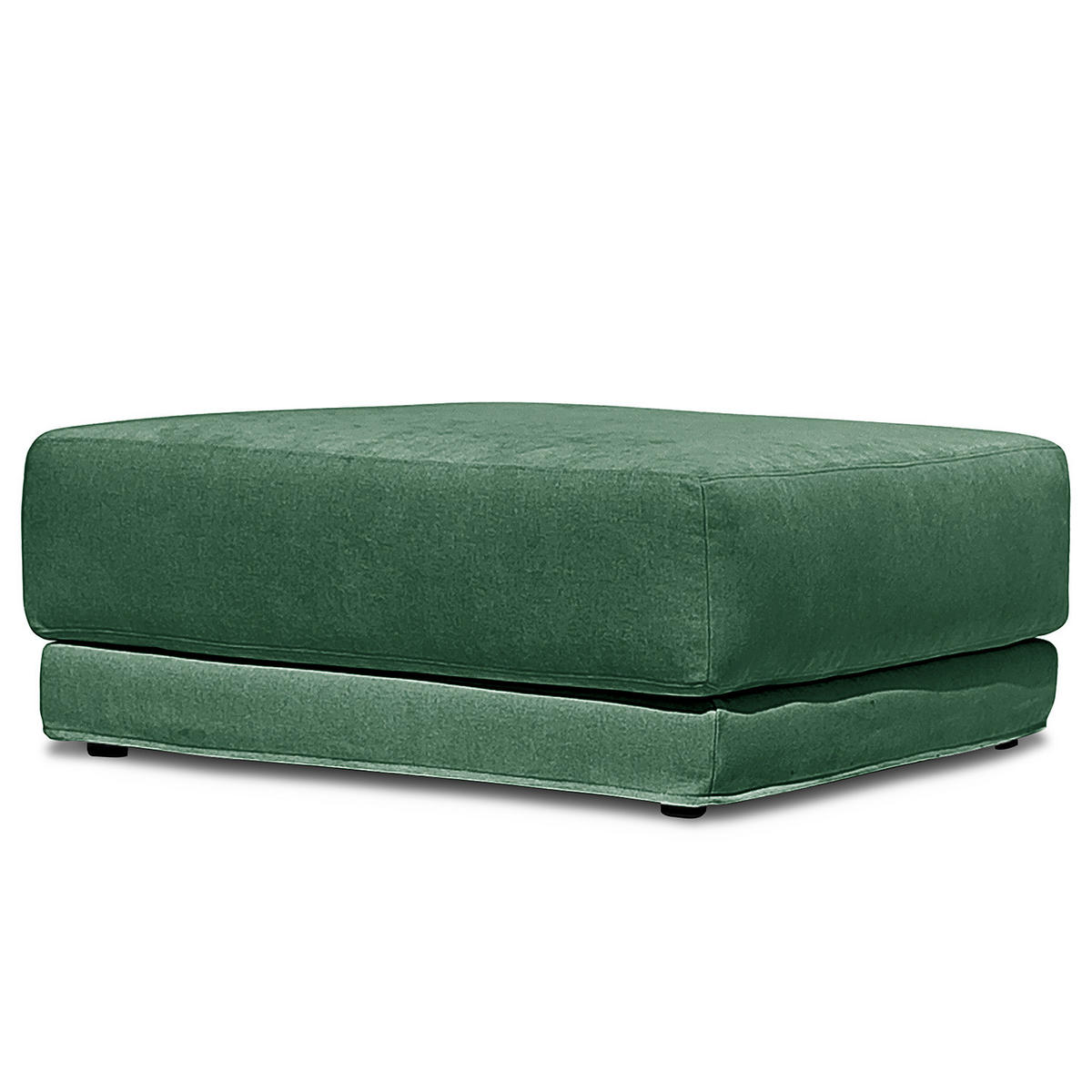 POLSTERHOCKER mit Wechselbezug - Webstoff - Schwarz/Grün, Holz/Kunststoff (92/45/92cm) - home24