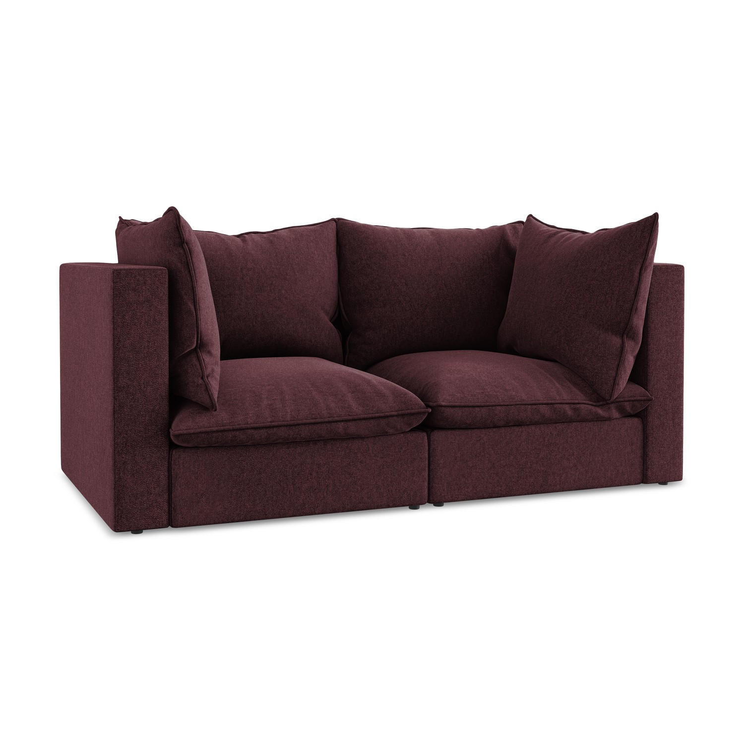 2-SITZER SOFA Samt Stoff Rot - Bordeaux/Schwarz, Holzwerkstoff/Kunststoff (180/77/90cm) - LaMiaSofa