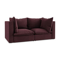 2-SITZER SOFA Samt Stoff Rot - Bordeaux/Schwarz, Holzwerkstoff/Kunststoff (180/77/90cm) - LaMiaSofa