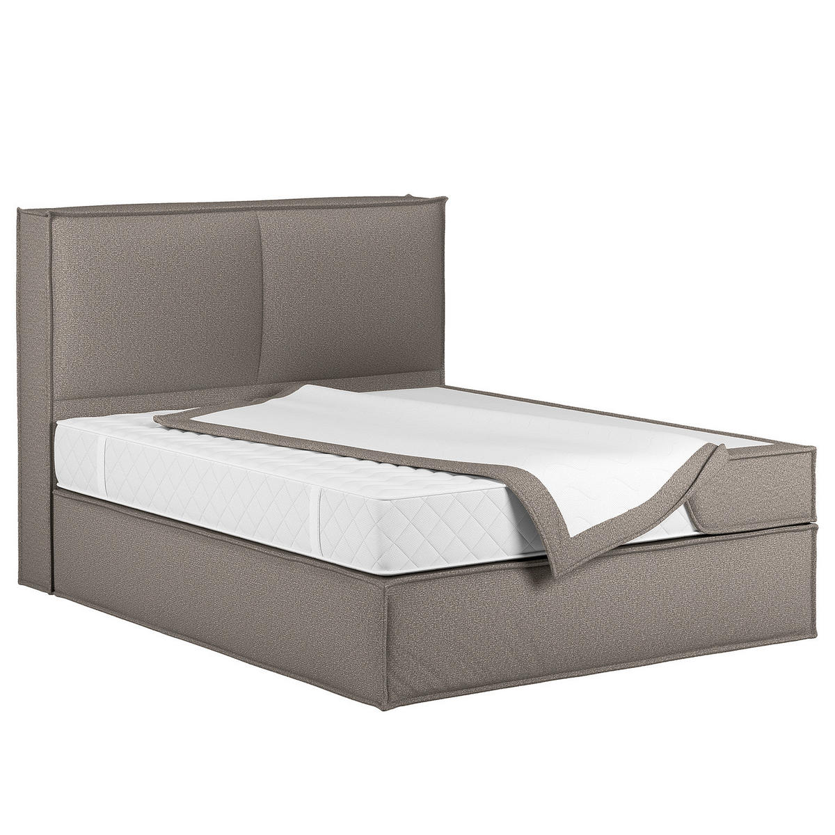 BOXSPRINGBETT mit Kopfteil - Premium - Grau, Textil (140/200cm) - home24