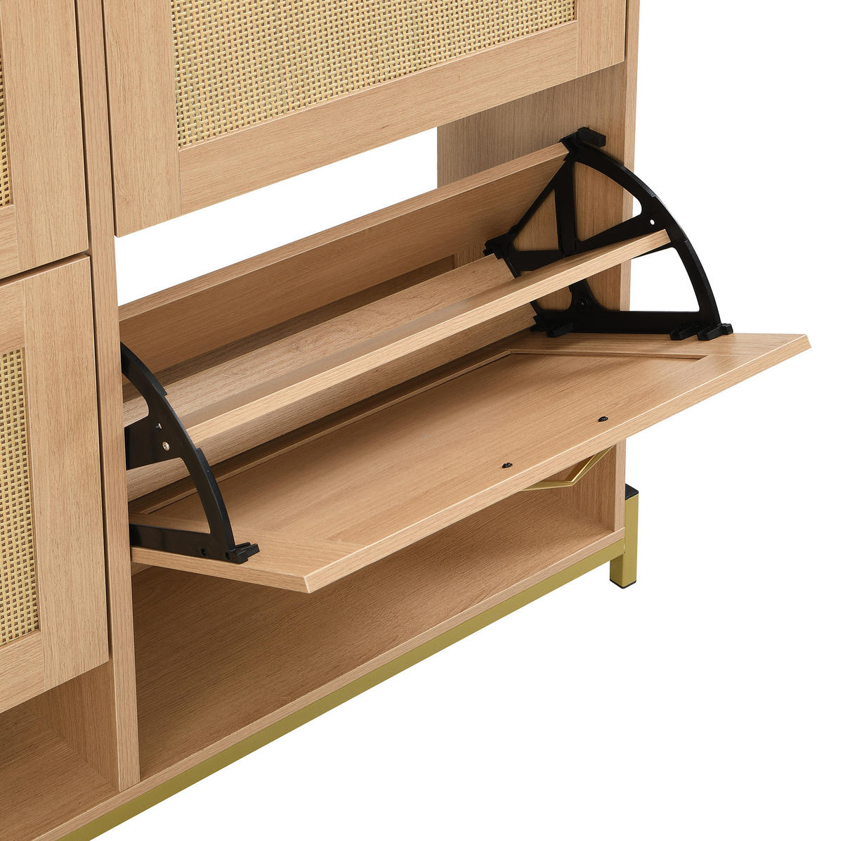 SCHUHSCHRANK aus MDF 108,5x24x100cm in Hell-Eiche mit Ablage - Eichefarben, Holzwerkstoff (108.5/100/24cm) - Modfu