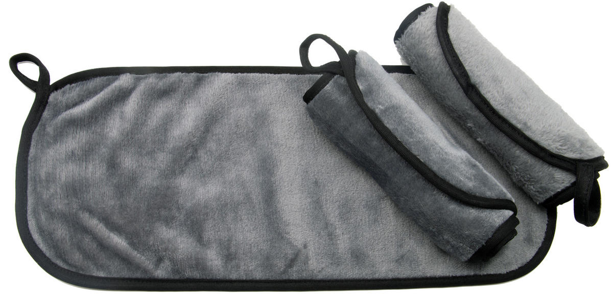 ABSCHMINKTÜCHER, 3er-Set, 40x18 cm, 80% Polyester, 20% Polyamid, Grau - Anthrazit, Textil (18/40cm) - Zollner24