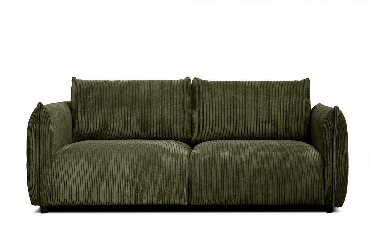SOFA TAUER 3-Sitzer, olivgrün - Schwarz/Olivgrün, Holzwerkstoff/Kunststoff (112/84/206cm) - Courtois Laville