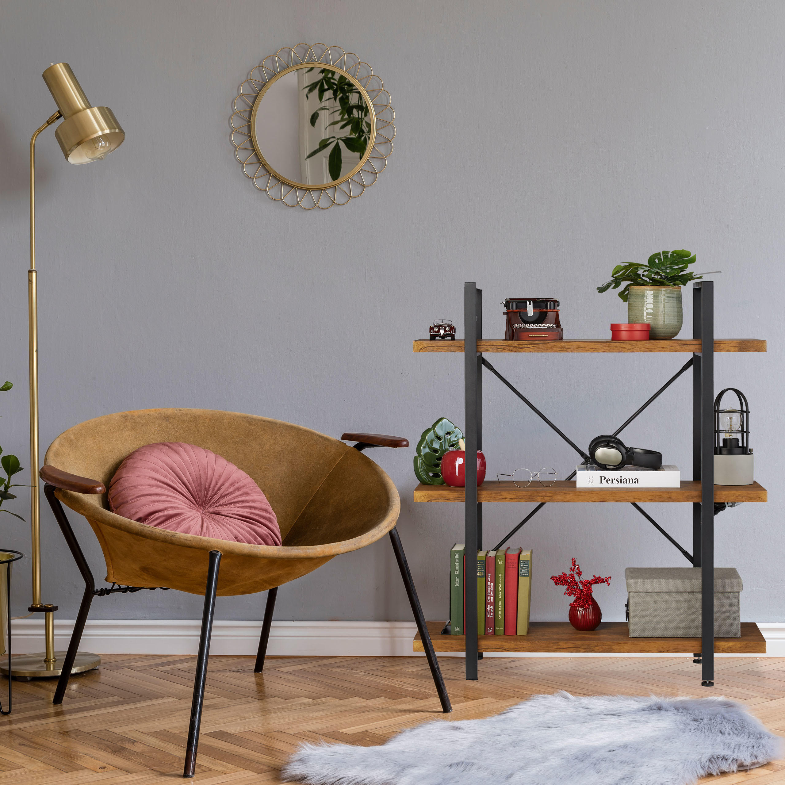 REGAL - Braun, Holzwerkstoff/Metall (90/102/33.5cm) - Relaxdays