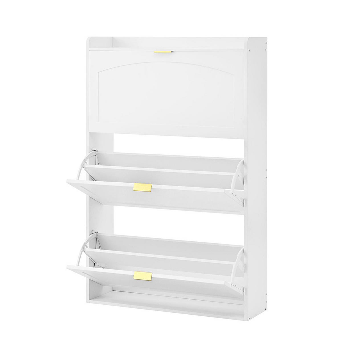 SCHUHKIPPER in B76 x T23 x H118 cm,Weiß - Weiß, Holz/Holzwerkstoff (23/118/76cm) - KOMHTOM