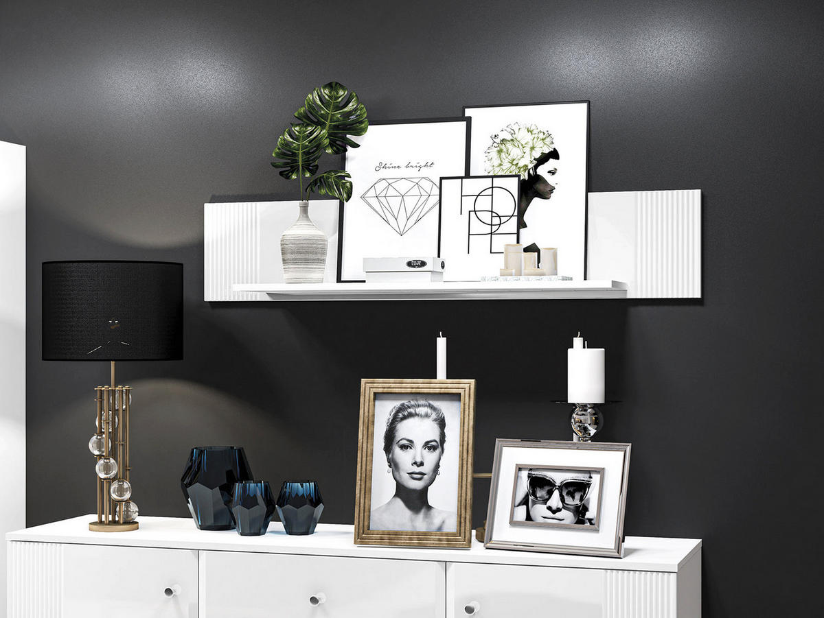 WANDREGAL – 126 cm – Villa – Weiß Hochglanz - Weiß Hochglanz, Holzwerkstoff (126/25/22cm) - hi-markt