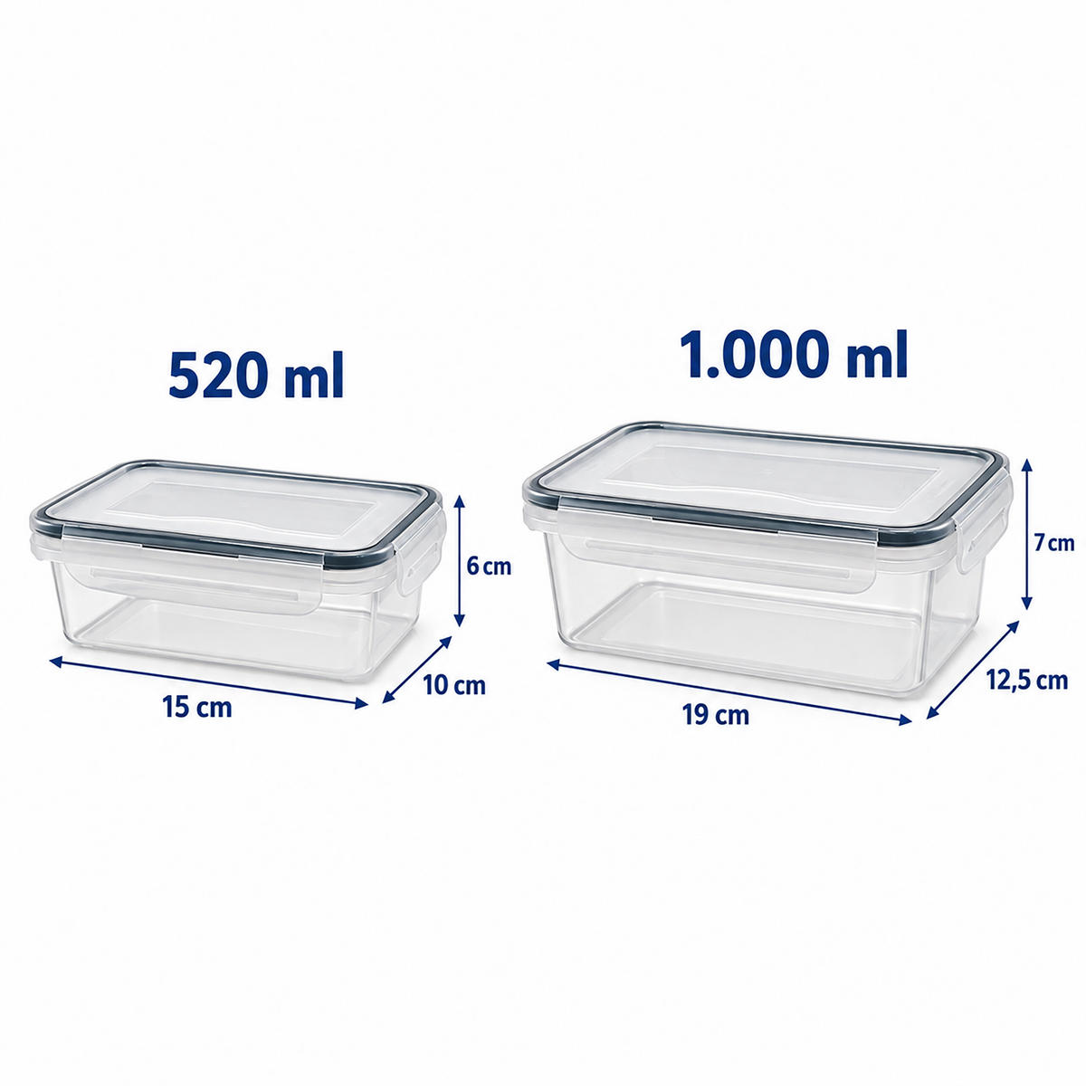 FRISCHHALTEDOSEN Transparent 12er-Set Kunststoff - Transparent, Kunststoff - Relaxdays