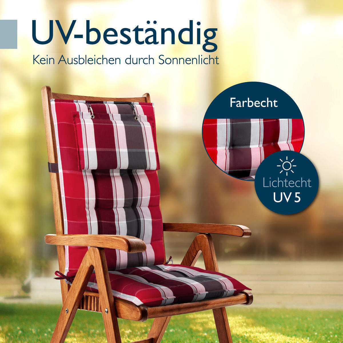 HOCHLEHNER Sun-HL 119x50x8cm Rot-Gestreift (2tlg) - Rot, Textil (50/120cm) - Beautissu 
