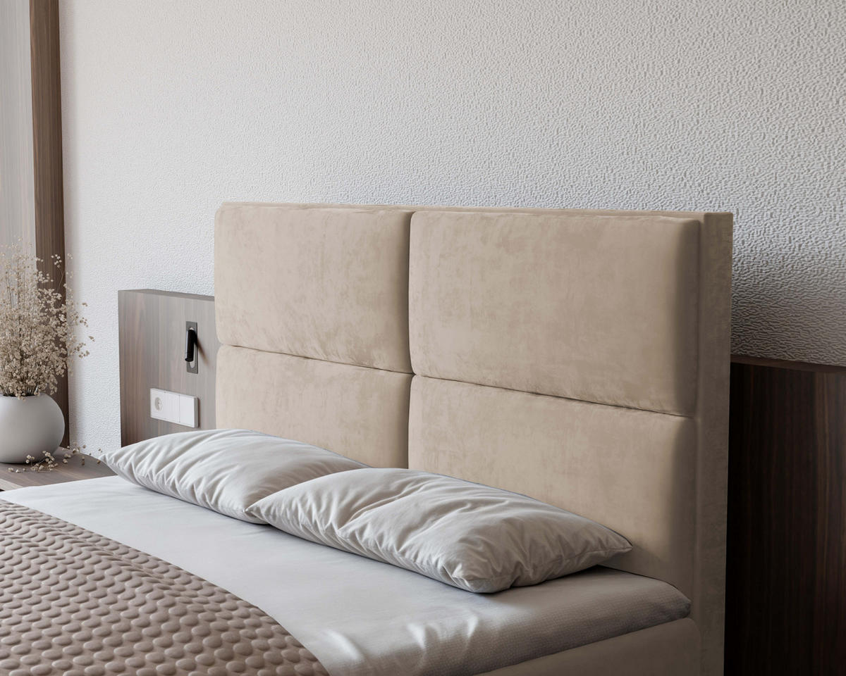 BOXBETT 120x200 cm mit Topper - Creme, Holzwerkstoff/Textil (120/200cm) - Idohome