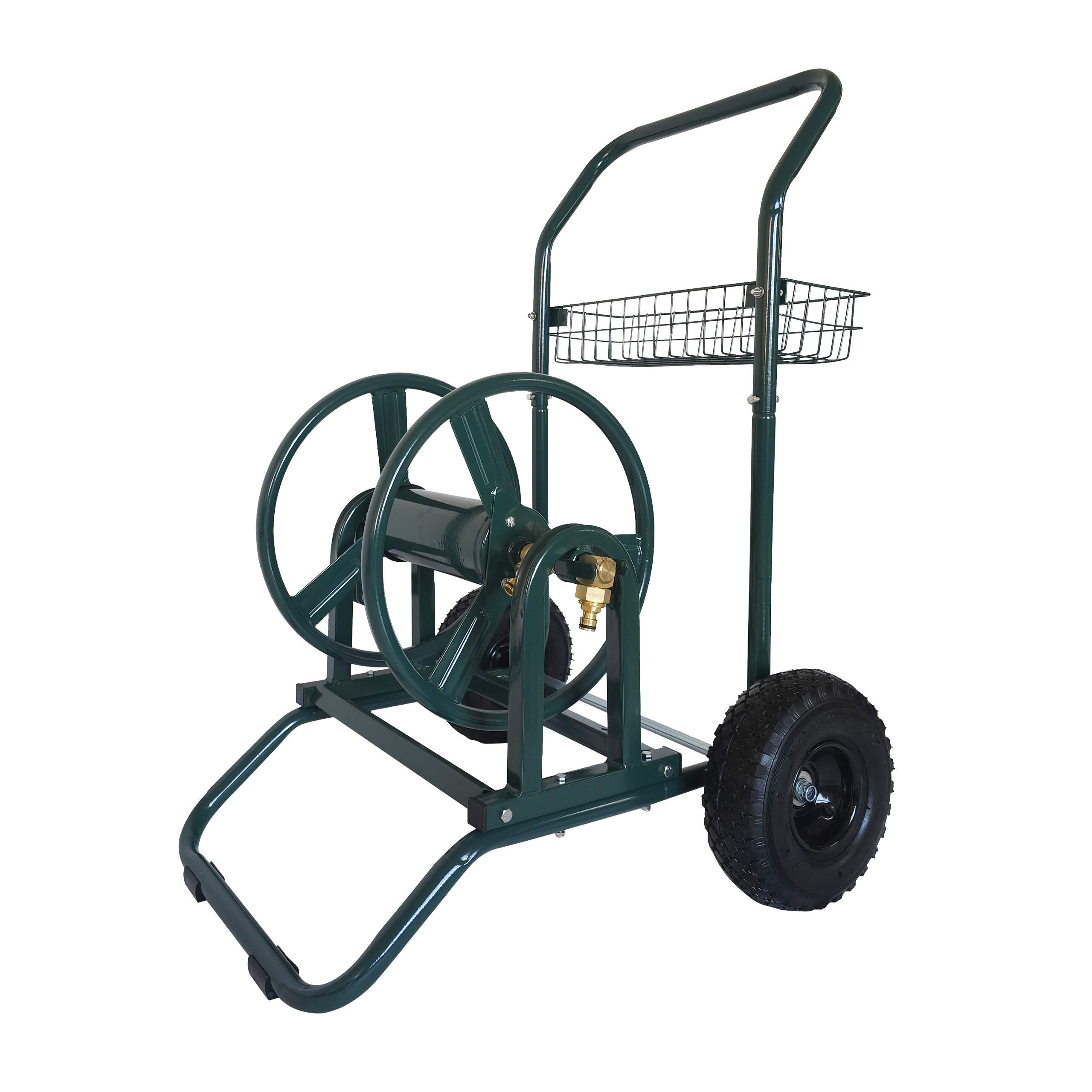 SCHLAUCHWAGEN Grün Stahl für 60 m Schlauch - Dunkelgrün, Kunststoff/Metall (66/94/60cm) - Relaxdays