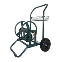 SCHLAUCHWAGEN Grün Stahl für 60 m Schlauch - Dunkelgrün, Kunststoff/Metall (66/94/60cm) - Relaxdays