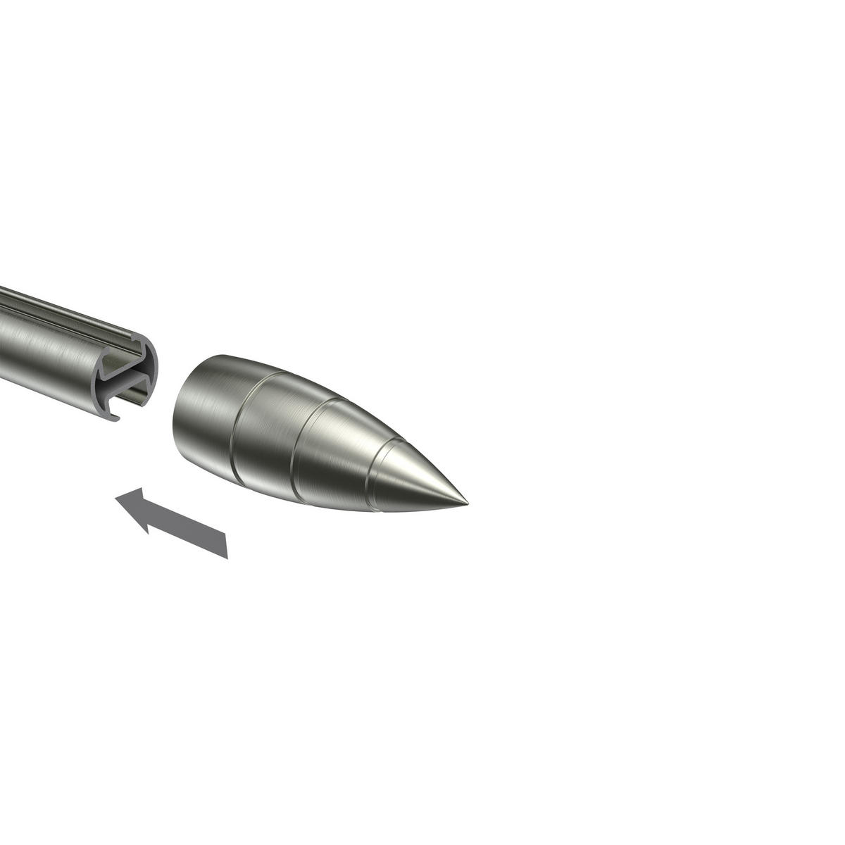 ENDSTÜCKE FÜR GARDINENSTANGEN 20 mm Ø, Samanto Edelstahl-Optik, Packung 2 Stück - Edelstahlfarben, Metall (6.4/2.9/2.9cm) - INTERDECO