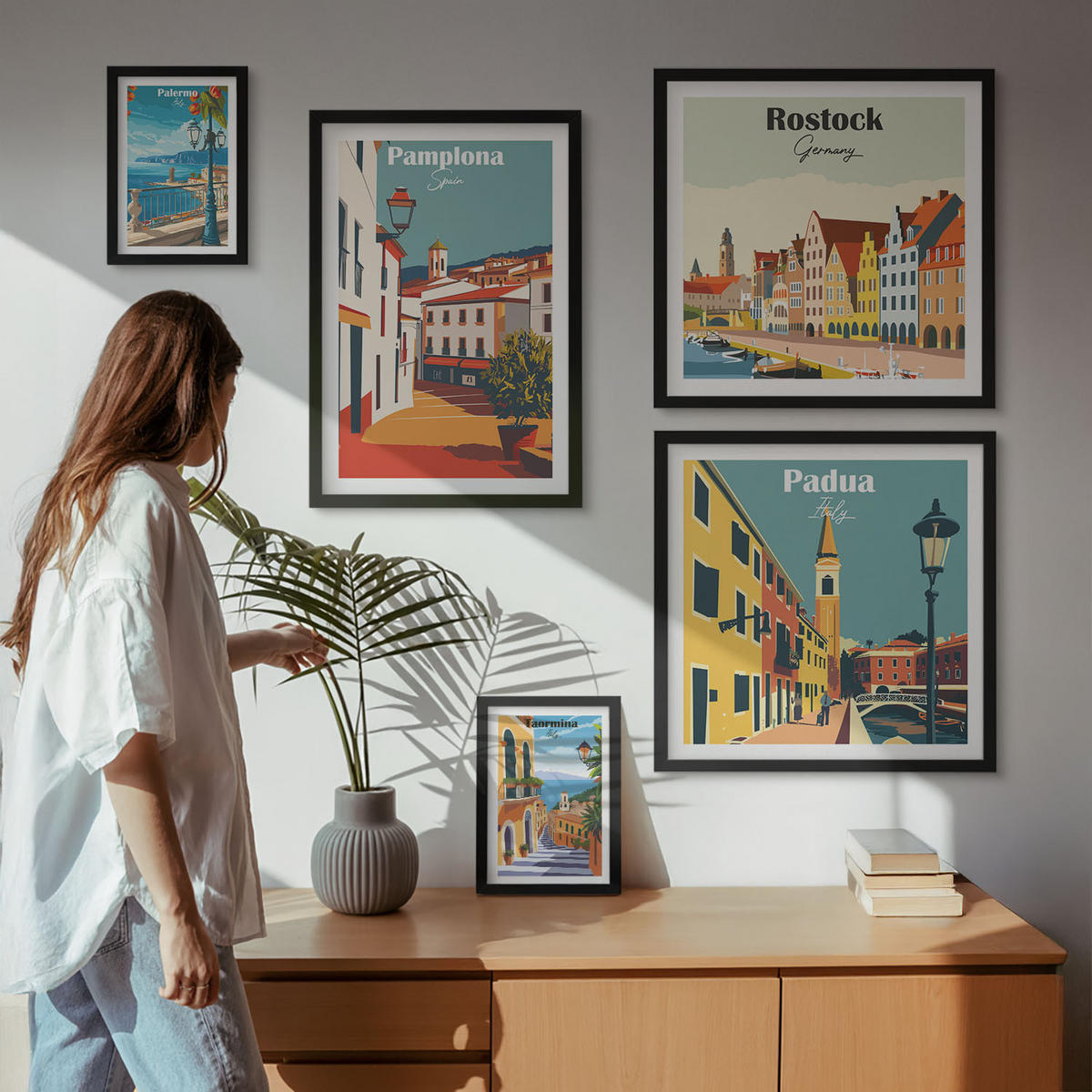WANDBILDER 5er-Set - 50x50 cm & 20x30 cm & 40x60 cm Schwarzer Rahmen - Architektur der Küstenstädte - Schwarz, Kunststoff (40/60cm) - ArtPrintCave