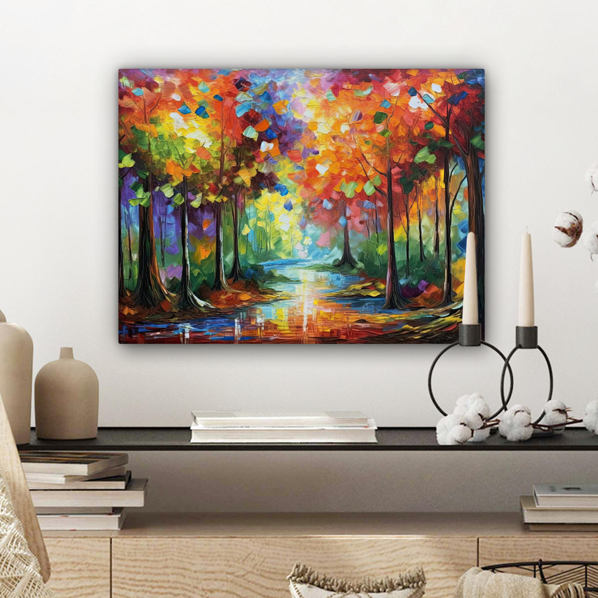 LEINWANDBILD Landschaft - Wald - Farben - Natur 40x30 cm - Multicolor, Textil (40/30cm) - MuchoWow