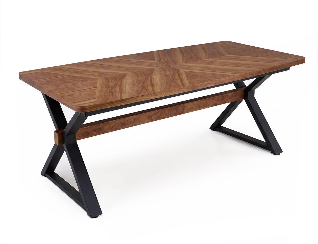 ESSTISCH Baron Nussbaum / schwarz 200-350 / 100 / 75cm - Nussbaumfarben/Schwarz, Holz/Holzwerkstoff (100/350/75cm) - Feldmann-Wohnen