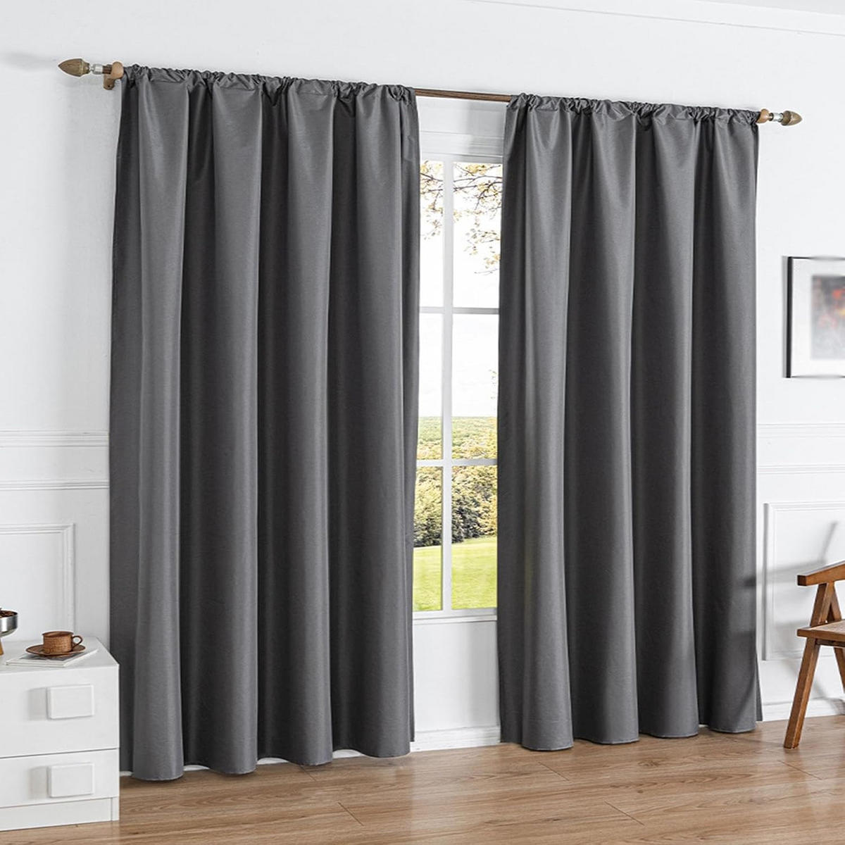 VORHÄNGE – Verdunkelnd & atmungsaktiv – Dunkelgrau – 132 x 213 cm – 2 Schals - Grau, Textil (213/1/132cm)