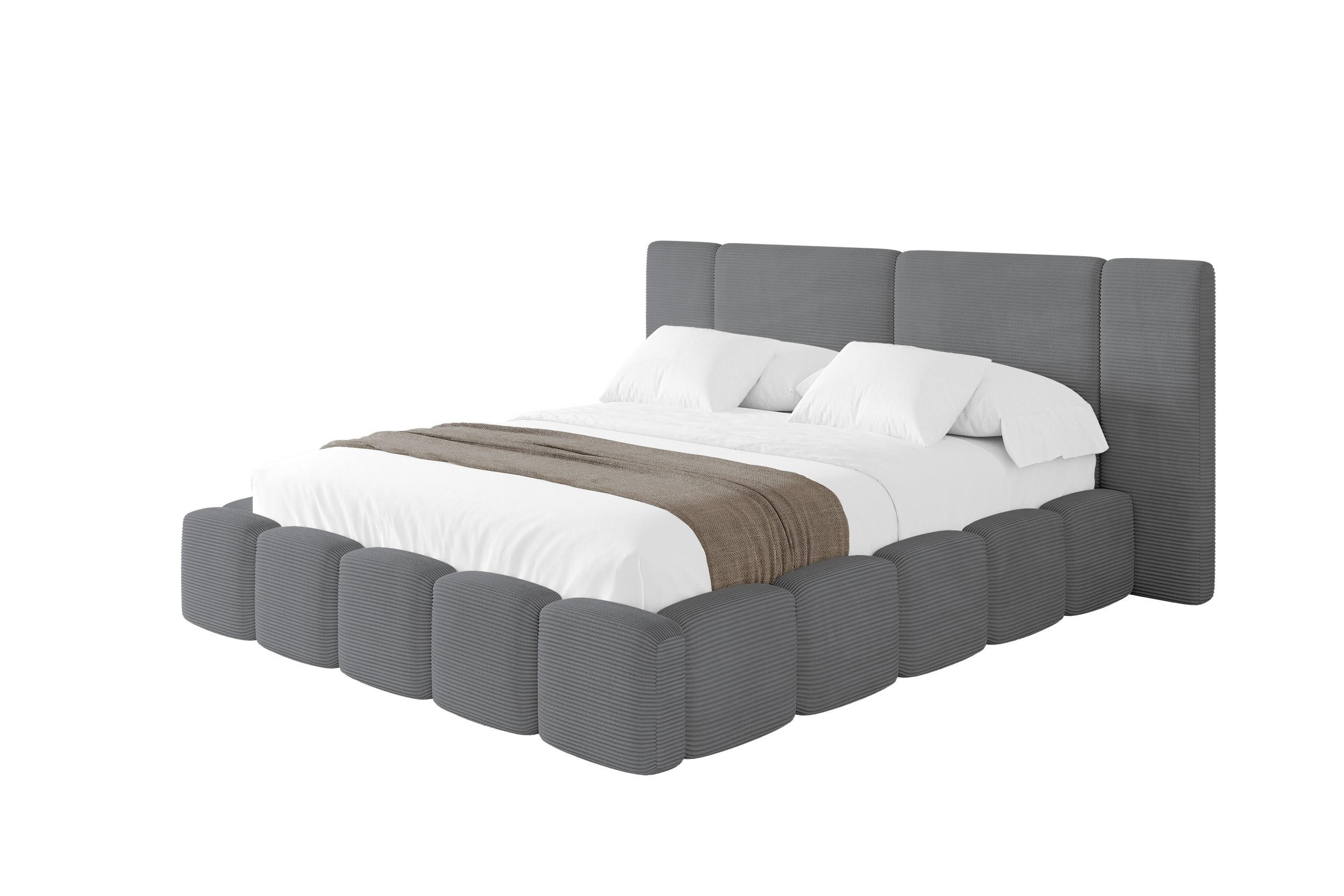 POLSTERBETT mit Bettkasten und Lattenrost, Bett mit Matratze H3/H4 - NILO 120x200 Dunkelgrau - Graphitfarben, Holzwerkstoff/Textil (120/200cm) - ALTDECOR