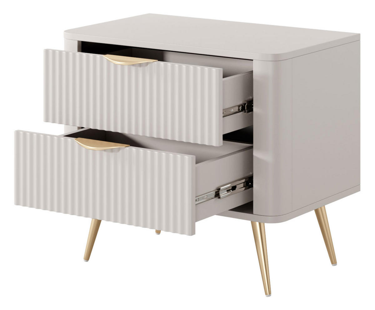 SCHLAFZIMMER-SET Lante beige 3-teilig mit Metall-Lattenrahmen - Beige, Holz/Metall (160/200cm) - Feldmann-Wohnen