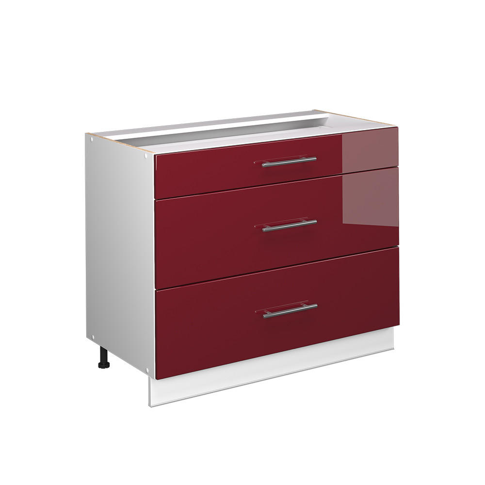 KÖKSUNDERSKÅP Fame-Line, Bordeaux högblank/Vit, 100 cm utan bänkskiva Bordeaux, Vit 82/100/51.6 cm